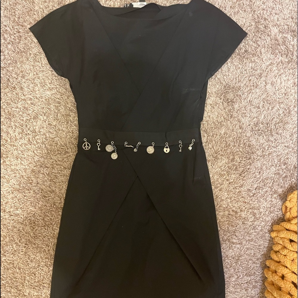 Love Moschino black dress with silver charms size 4